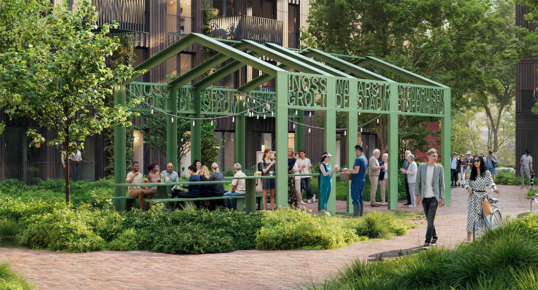 mensen zitten in binnenplaats